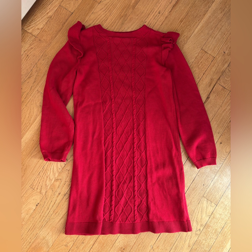 Girls Red Knit Sweater Dress